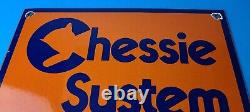 Vintage Chessie System Railroad Sign Porcelain Model Train Station Hobby Sign