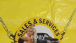 Vintage Chevrolet Cars Sales & Service Garage Pinup Girl Porcelain Enamel Sign