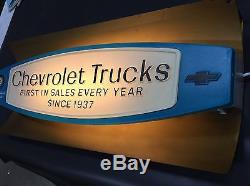 Vintage Chevrolet Dealership Lighted Trucks Sign 36 First Since 1937