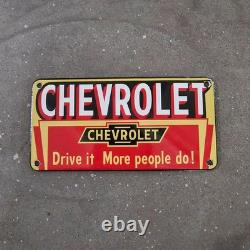 Vintage Chevrolet Drive It Old Us Gasoline Oil Gas Pump Enamel Porcelain Sign