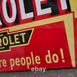 Vintage Chevrolet Drive It Old Us Gasoline Oil Gas Pump Enamel Porcelain Sign