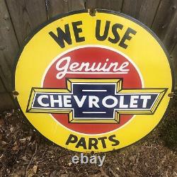 Vintage Chevrolet Genuine parts? Porcelain sign large Display Dated 59 Last One