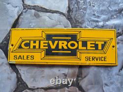 Vintage Chevrolet Parts & Service Porcelain Sign 12 X 4