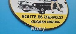 Vintage Chevrolet Porcelain Gas Auto Police Route 66 Service Pump Plate Sign