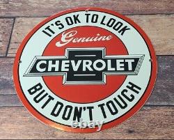 Vintage Chevrolet Porcelain Gas Pump Plate Automobile Service Station Ad Sign