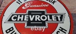 Vintage Chevrolet Porcelain Gas Pump Plate Automobile Service Station Ad Sign