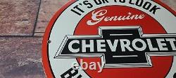 Vintage Chevrolet Porcelain Gas Pump Plate Automobile Service Station Ad Sign