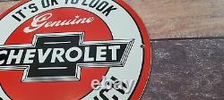 Vintage Chevrolet Porcelain Gas Pump Plate Automobile Service Station Ad Sign