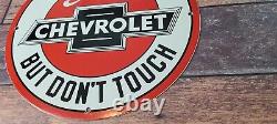 Vintage Chevrolet Porcelain Gas Pump Plate Automobile Service Station Ad Sign