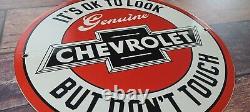 Vintage Chevrolet Porcelain Gas Pump Plate Automobile Service Station Ad Sign
