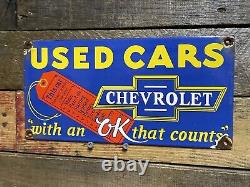 Vintage Chevrolet Porcelain Sign Chevy Auto Dealer Gas Station Motor Oil Service