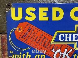 Vintage Chevrolet Porcelain Sign Chevy Auto Dealer Gas Station Motor Oil Service