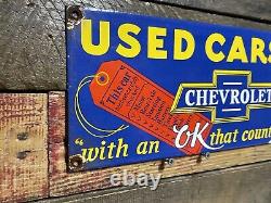 Vintage Chevrolet Porcelain Sign Chevy Auto Dealer Gas Station Motor Oil Service