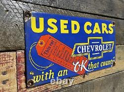 Vintage Chevrolet Porcelain Sign Chevy Auto Dealer Gas Station Motor Oil Service