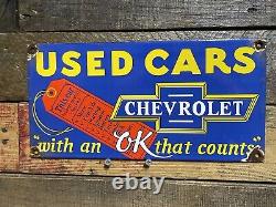 Vintage Chevrolet Porcelain Sign Chevy Auto Dealer Gas Station Motor Oil Service