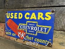 Vintage Chevrolet Porcelain Sign Chevy Auto Dealer Gas Station Motor Oil Service