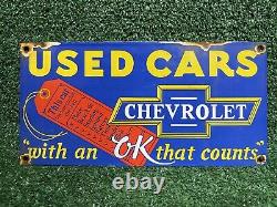 Vintage Chevrolet Porcelain Sign Chevy Auto Dealer Gas Station Motor Oil Service