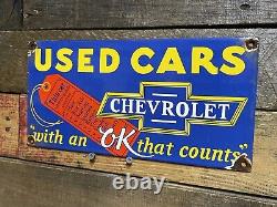 Vintage Chevrolet Porcelain Sign Chevy Auto Dealer Gas Station Motor Oil Service