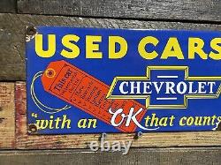 Vintage Chevrolet Porcelain Sign Chevy Auto Dealer Gas Station Motor Oil Service