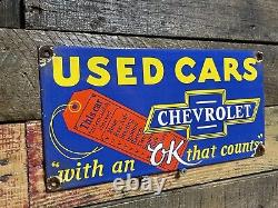 Vintage Chevrolet Porcelain Sign Chevy Auto Dealer Gas Station Motor Oil Service