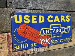 Vintage Chevrolet Porcelain Sign Chevy Auto Dealer Gas Station Motor Oil Service