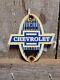 Vintage Chevrolet Porcelain Sign Match Strike Plate Sales Service Emblem Gas Oil