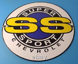 Vintage Chevrolet Porcelain Sign Super Sport Automobile Motors 16 Inch Sign