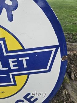 Vintage Chevrolet Service Porcelain Enamel Metal Dealership Sign 30