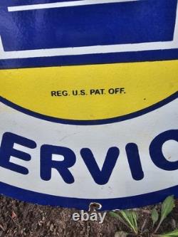 Vintage Chevrolet Service Porcelain Enamel Metal Dealership Sign 30