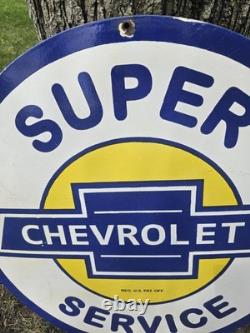 Vintage Chevrolet Service Porcelain Enamel Metal Dealership Sign 30