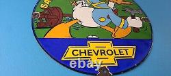 Vintage Chevrolet Sign Auto Service DIY Garage Porcelain Gas Pump Sign