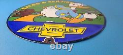 Vintage Chevrolet Sign Auto Service DIY Garage Porcelain Gas Pump Sign