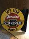Vintage Chevrolet Genuine Parts Dealership Porcelain Enamel? Flanged Sign Rare