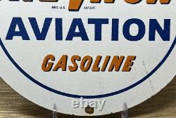 Vintage Chevron Gasoline Porcelain Sign Gas Station Pump Motor Oil Service