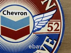 Vintage Chevron Gasoline Porcelain Sign Gas Station Pump Motor Oil Service
