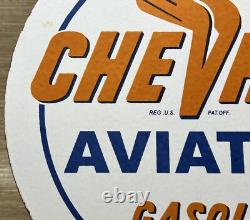 Vintage Chevron Gasoline Porcelain Sign Gas Station Pump Motor Oil Service