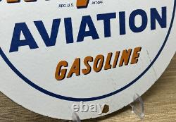 Vintage Chevron Gasoline Porcelain Sign Gas Station Pump Motor Oil Service
