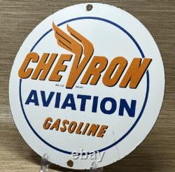 Vintage Chevron Gasoline Porcelain Sign Gas Station Pump Motor Oil Service