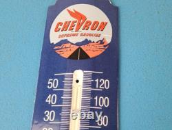 Vintage Chevron Gasoline Sign Gas Pump Ad Sign on Porcelain Thermometer