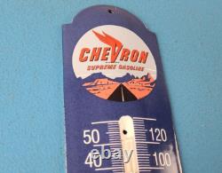 Vintage Chevron Gasoline Sign Gas Pump Ad Sign on Porcelain Thermometer