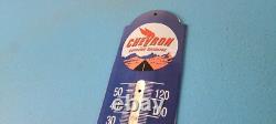 Vintage Chevron Gasoline Sign Gas Pump Ad Sign on Porcelain Thermometer