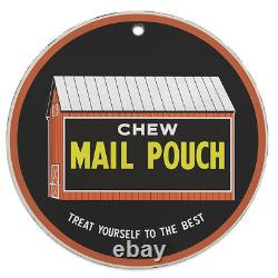 Vintage Chew Mail Pouch Tobacco Porcelain Enamel Gas & Oil Garage Man Cave Sign
