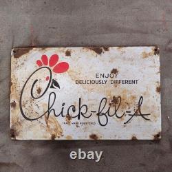 Vintage Chick Enjoy Delicious Old Us Gasoline Oil Gas Pump Enamel Porcelain Sign
