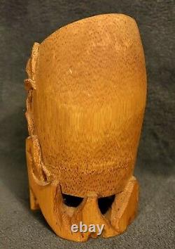 Vintage Chinese Signed Organic Bamboo Carved Brush Pen Pot 6