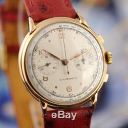 Vintage Chronograph Rare Swiss Caliber Angelus 250 Solid 18k Gold Signed Revue