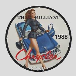 Vintage Chrysler 1988 Oil Porcelain Gas Pump Sign