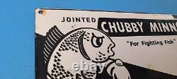 Vintage Chubby Minnow Porcelain Fighting Fish Bait Boat Sales Tackle Lures Sign
