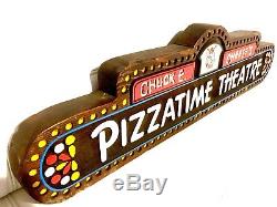 Vintage Chuck E Cheese Showbiz Pizza Advertising Sign Artwork Decor Man Cave