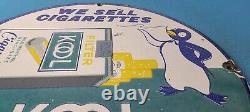Vintage Cigarette Sign Tobacco Smoking Metal Porcelain Gas Station Pump Sign