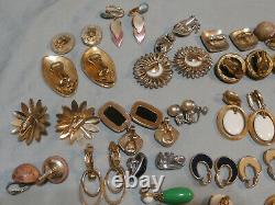 Vintage Clip On Earrings Lot of 25 Pairs All Signed Lisner Trifari Monet More